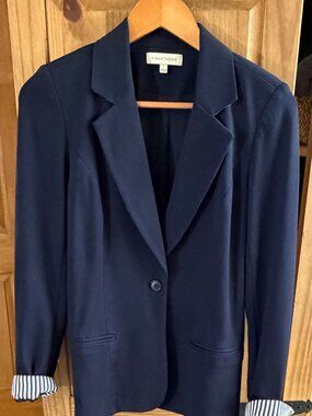 41 Hawthorn Amaya Contrast Collar Ponte Blazer Navy Small